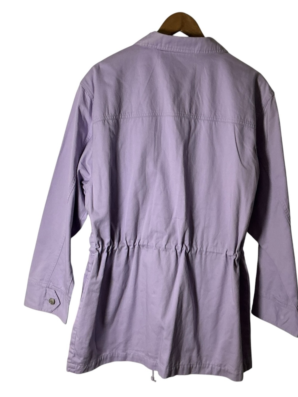 Denim & Co Barn Jacket Womens Large Lavender Purple Gingham Chore Coat NWOT - Picture 4 of 14